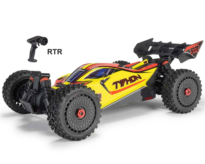 Arrma 1/8 TYPHON MEGA 665 4X4 RTR Brushed Buggy, Yellow - ARA4206V4T2
