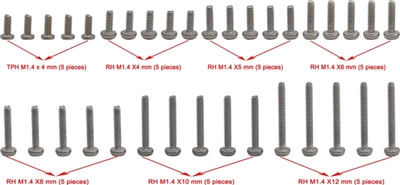SXTF14MSS M1.4 Round head screw set 35 pieces SCX24