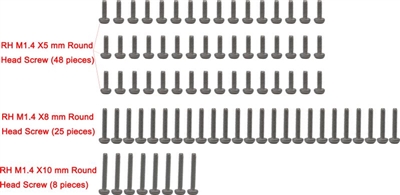 SXTF14SS M1.4 Stainless Steel Full Screw Set 81 Pieces SCX24